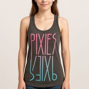 Pixies Band Tank Top XS Gray Ombre Graphic Racerback Tee Indie Rock Alt